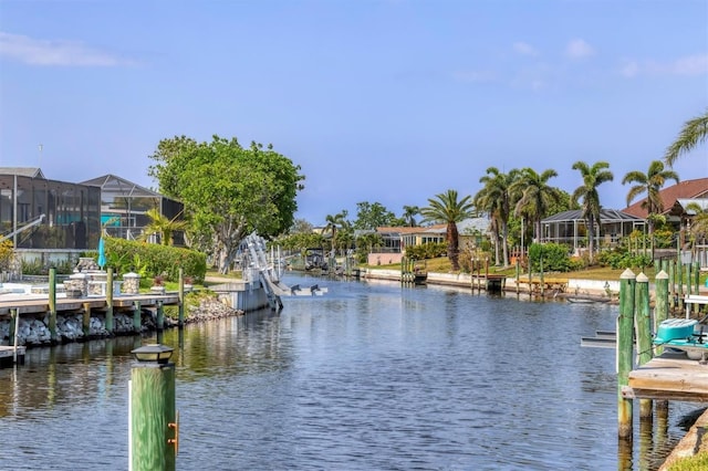 4704 Coral Lake Dr, Bradenton, FL 34210 - dock area with a lanai and a water view