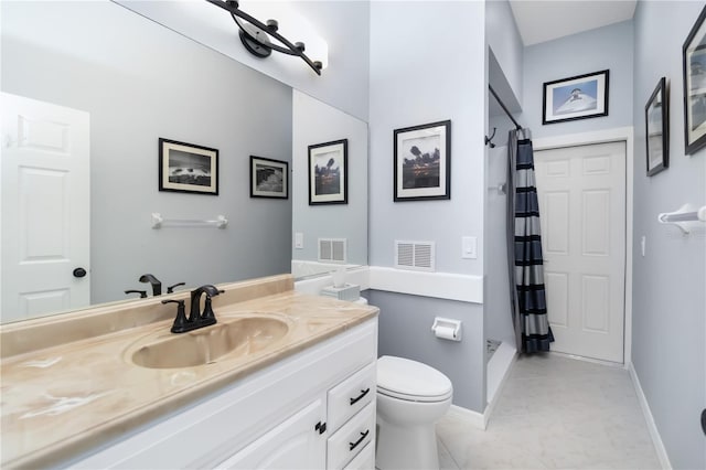 1118 Deardon Dr, Venice, FL 34292 - full bathroom with vanity, visible vents, toilet, and a shower stall