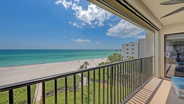 2675 Gulf Of Mexico Dr Unit 403, Longboat Key, FL 34228 - balcony featuring a beach view and a water view