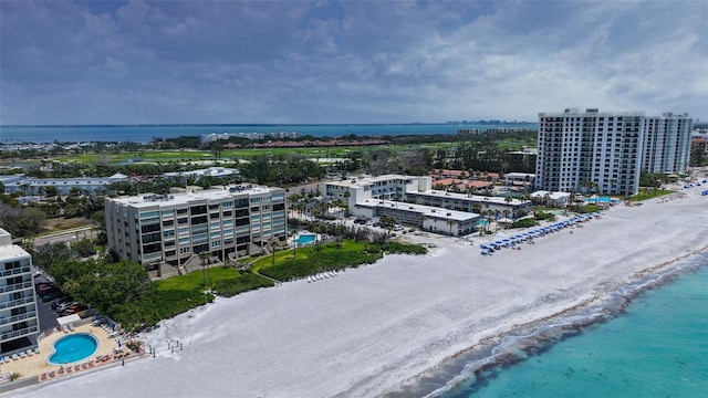 2675 Gulf Of Mexico Dr Unit 403, Longboat Key, FL 34228 - drone / aerial view with a water view and a view of the beach
