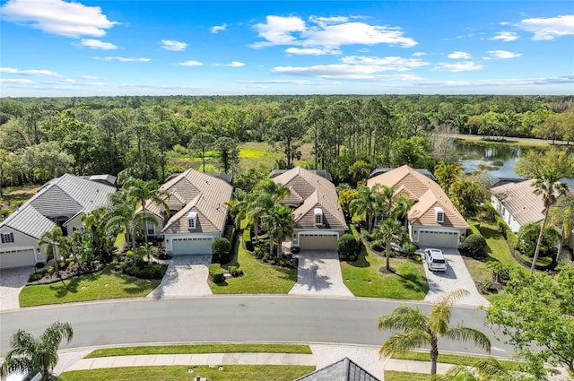 11716 Strandhill Ct, Lakewood Ranch, FL 34202 - aerial view with a water view and a wooded view
