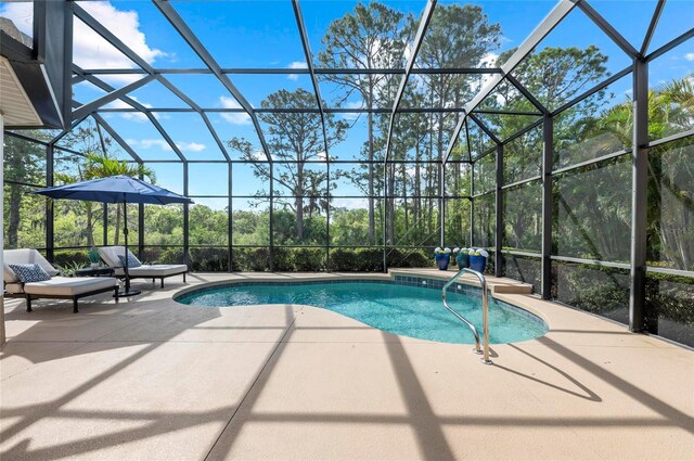 11716 Strandhill Ct, Lakewood Ranch, FL 34202 - outdoor pool featuring glass enclosure and a patio