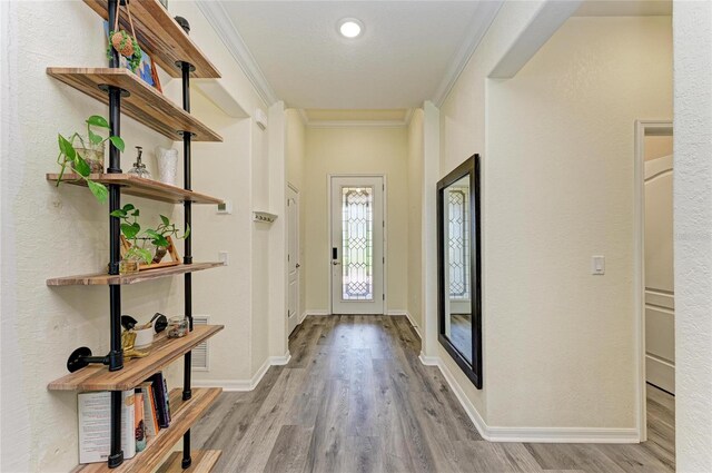 10015 Marbella Dr, Bradenton, FL 34211 - entrance foyer with crown molding and wood finished floors
