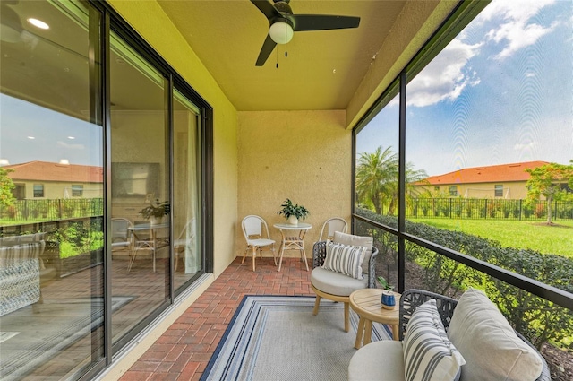 10015 Marbella Dr, Bradenton, FL 34211 - sunroom / solarium with a ceiling fan