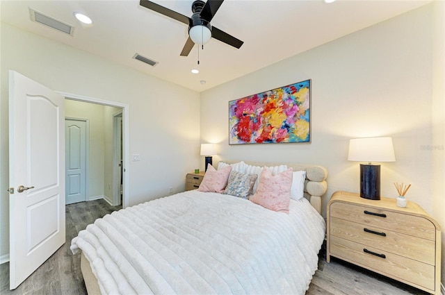 10015 Marbella Dr, Bradenton, FL 34211 - bedroom with wood finished floors, recessed lighting, and ceiling fan
