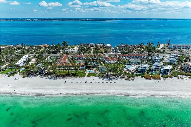 5055 Gulf Of Mexico Dr Unit 422, Longboat Key, FL 34228 - birds eye view of property featuring a water view and a beach view