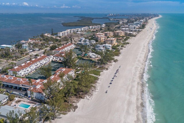 5055 Gulf Of Mexico Dr Unit 422, Longboat Key, FL 34228 - bird's eye view featuring a beach view and a water view