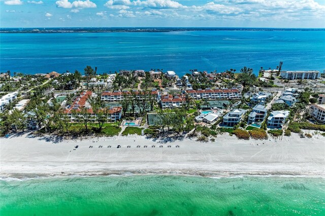 5055 Gulf Of Mexico Dr Unit 422, Longboat Key, FL 34228 - drone / aerial view with a view of the beach and a water view