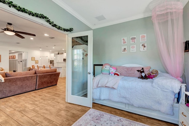 2707 162nd Ave E, Parrish, FL 34219 - bedroom featuring crown molding, light wood-style flooring, and recessed lighting