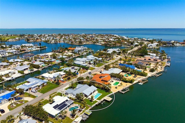 527 Key Royale Dr, Holmes Beach, FL 34217 - bird's eye view with a water view and a residential view