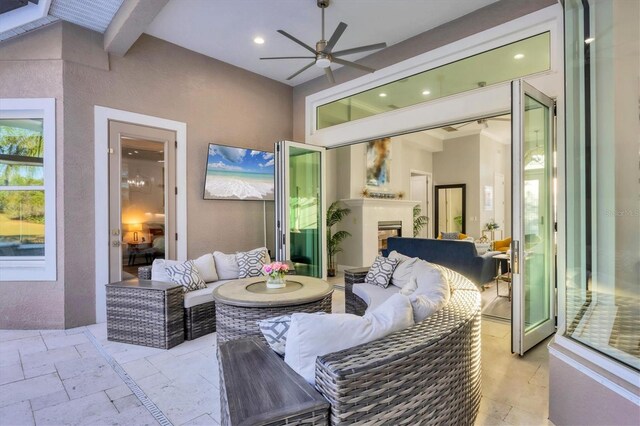 7257 Greystone St, Lakewood Ranch, FL 34202 - view of patio featuring outdoor lounge area and ceiling fan