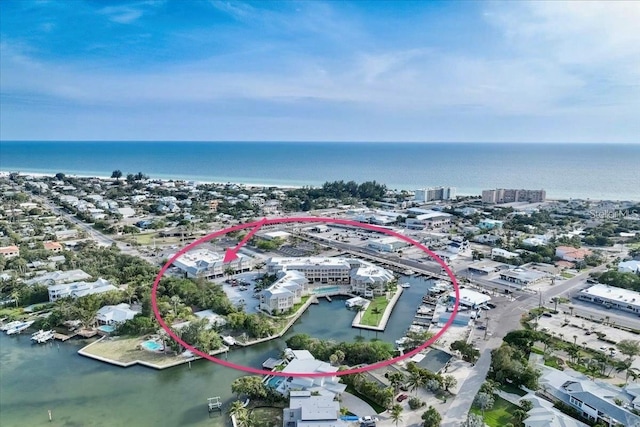 bird's eye view featuring a water view