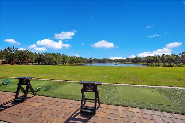 9818 Portside Ter, Bradenton, FL 34212 - view of community featuring a lawn and a water view