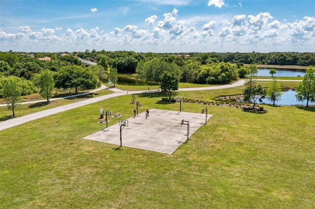 6310 Golden Eye Gln, Lakewood Ranch, FL 34202 - surrounding community with a water view, community basketball court, and a yard