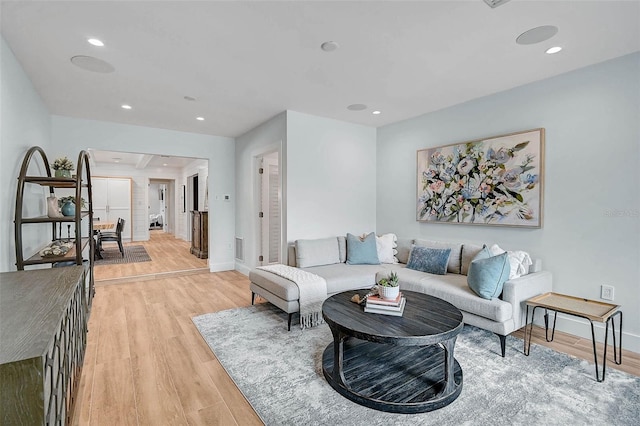577 Corwood Dr, Sarasota, FL 34234 - living area with light wood-style flooring and recessed lighting