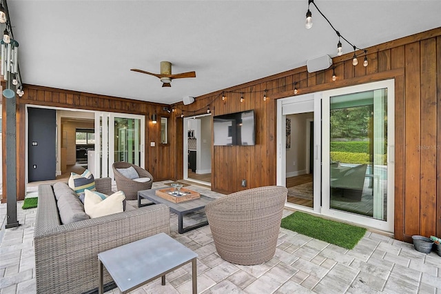 577 Corwood Dr, Sarasota, FL 34234 - view of patio / terrace featuring outdoor lounge area and ceiling fan
