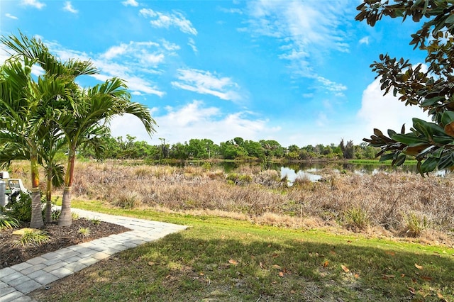 view of yard featuring a water view
