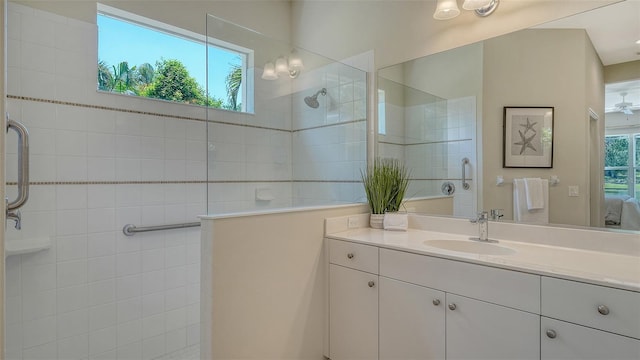 12041 Thornhill Ct, Lakewood Ranch, FL 34202 - bathroom with vanity, walk in shower, and ensuite bathroom