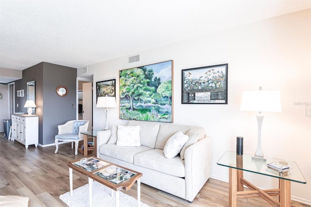 3620 Ironwood Cir Unit 606, Bradenton, FL 34209 - living area featuring baseboards, a textured ceiling, light wood-style flooring, and visible vents