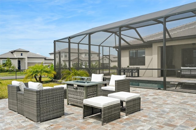 15104 Blue Bay Ter, Lakewood Ranch, FL 34211 - view of patio / terrace featuring a lanai and outdoor lounge area