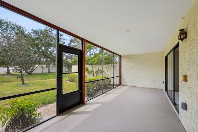 view of unfurnished sunroom
