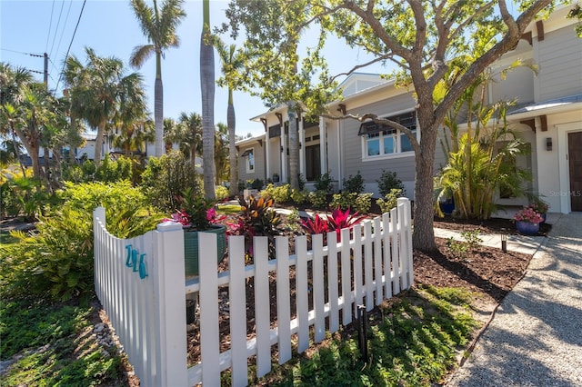 exterior space featuring a fenced front yard
