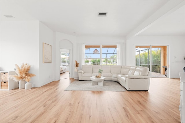 1189 Fraser Pine Blvd, Sarasota, FL 34240 - living room with visible vents, light wood-type flooring, plenty of natural light, and baseboards