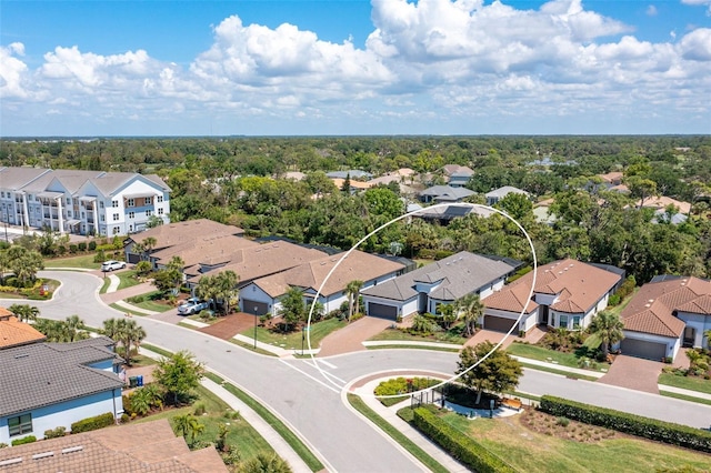 birds eye view of property with a residential view