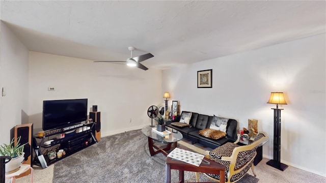 5727 25th St W, Bradenton, FL 34207 - living area with carpet floors, ceiling fan, and baseboards