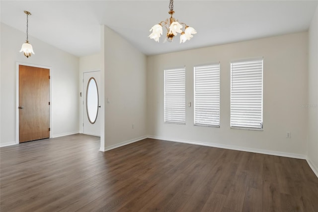 23116 Amethyst Ave, Port Charlotte, FL 33952 - foyer entrance with baseboards, dark wood finished floors, and a chandelier