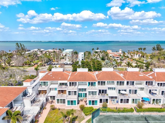 aerial view of a nearby body of water