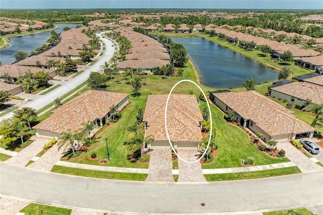 19889 Benissimo Dr, Venice, FL 34293 - bird's eye view with a residential view and a water view