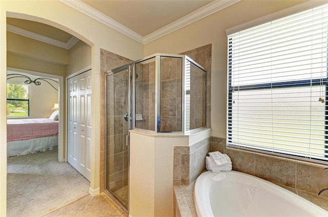 19889 Benissimo Dr, Venice, FL 34293 - ensuite bathroom with crown molding, ensuite bathroom, and a shower stall