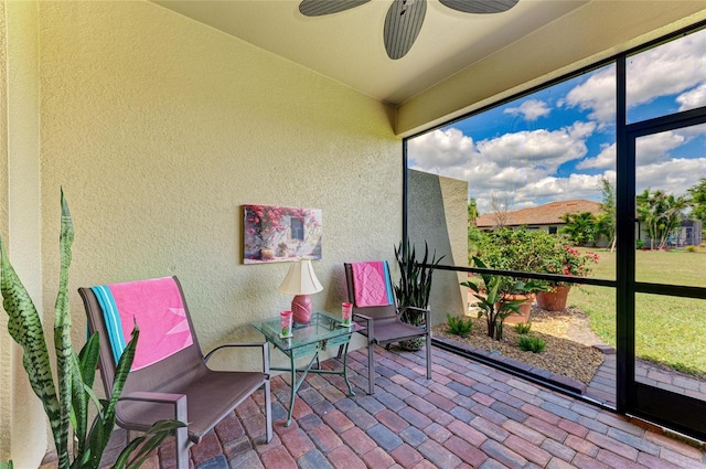 19889 Benissimo Dr, Venice, FL 34293 - sunroom with ceiling fan