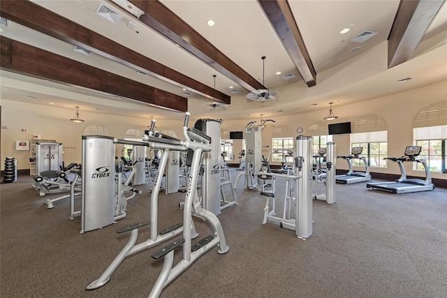 19889 Benissimo Dr, Venice, FL 34293 - exercise room featuring baseboards, visible vents, and recessed lighting