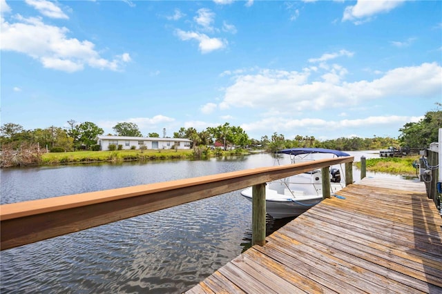 dock area featuring a water view