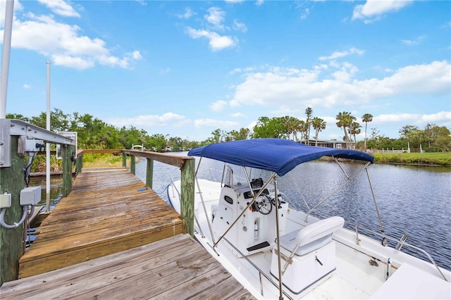 view of dock featuring a water view