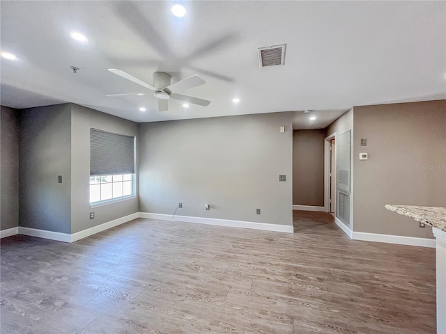4850 51st St W Unit 4205, Bradenton, FL 34210 - spare room featuring recessed lighting, visible vents, a ceiling fan, light wood-type flooring, and baseboards
