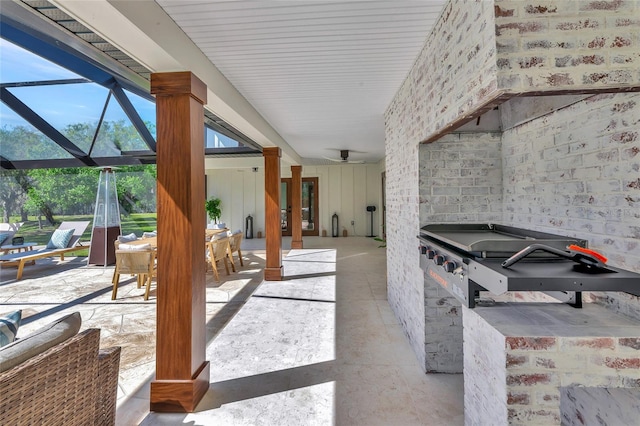 1208 Oak Hammock Rd, Sarasota, FL 34240 - view of patio / terrace with outdoor dining space, a lanai, and area for grilling