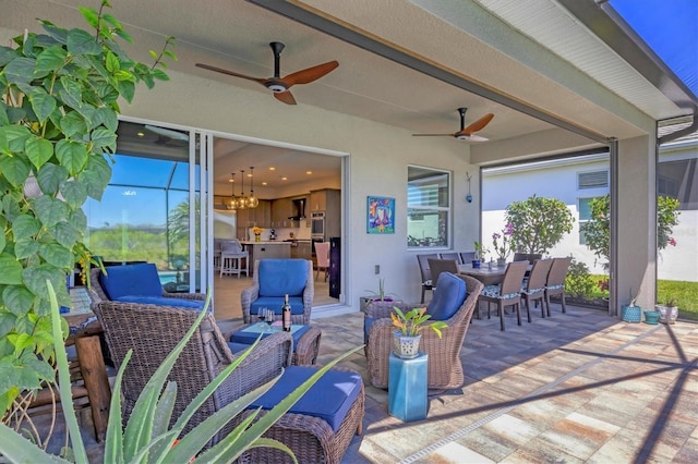 17675 Azul Dr, Lakewood Ranch, FL 34202 - view of patio / terrace featuring outdoor dining space and a ceiling fan