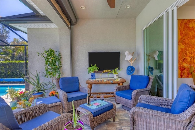 17675 Azul Dr, Lakewood Ranch, FL 34202 - view of patio / terrace with an outdoor pool, outdoor lounge area, and a lanai