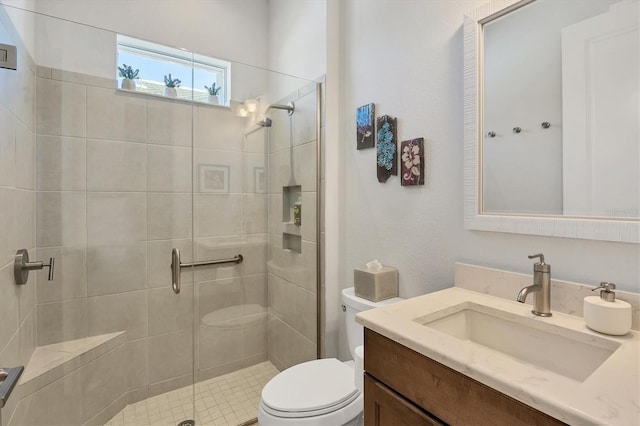 17675 Azul Dr, Lakewood Ranch, FL 34202 - bathroom featuring a shower stall, vanity, and toilet