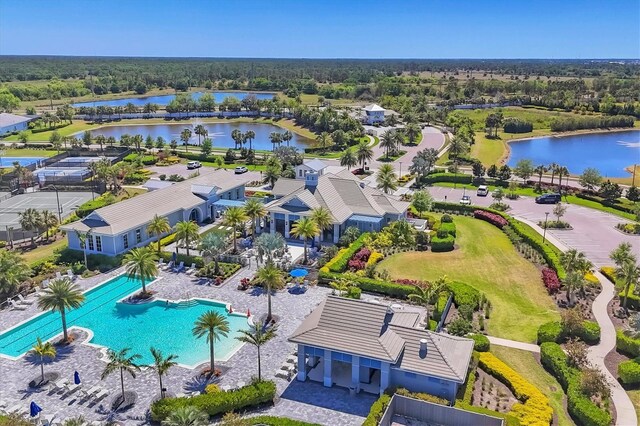 17675 Azul Dr, Lakewood Ranch, FL 34202 - aerial view featuring a water view and a residential view