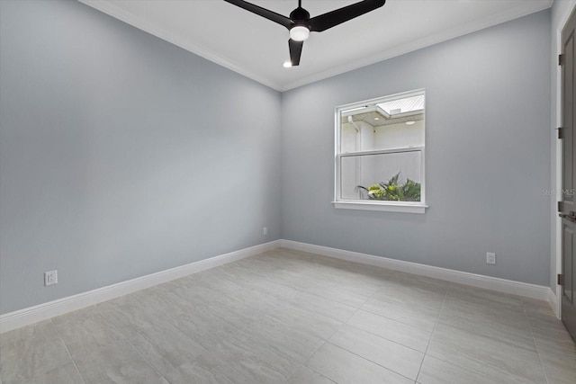9241 Starry Night Ave, Sarasota, FL 34241 - spare room with baseboards, crown molding, and a ceiling fan