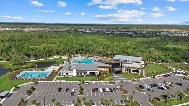 9241 Starry Night Ave, Sarasota, FL 34241 - birds eye view of property with a water view and a forest view