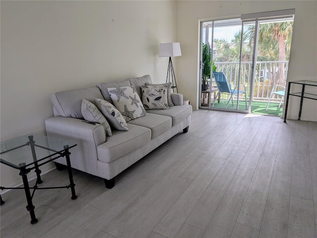 living area featuring wood finished floors