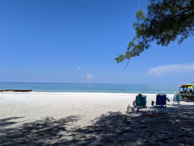 view of water feature with a view of the beach