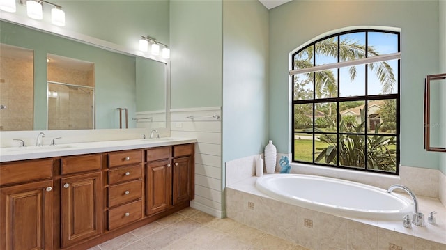 full bath featuring a sink, a healthy amount of sunlight, and a bath