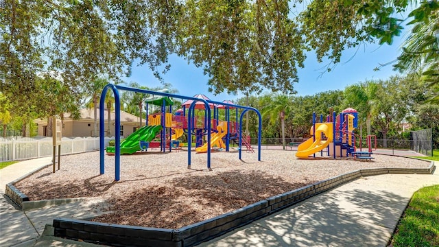 community play area featuring fence