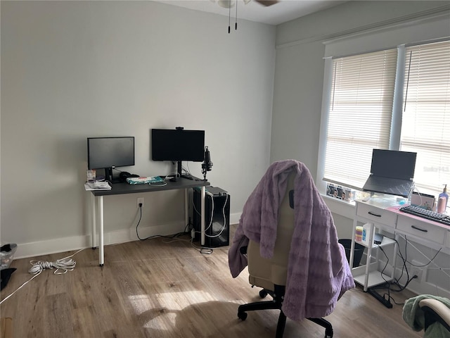 1002 E Ida St, Tampa, FL 33603 - office space featuring baseboards, wood finished floors, and a ceiling fan